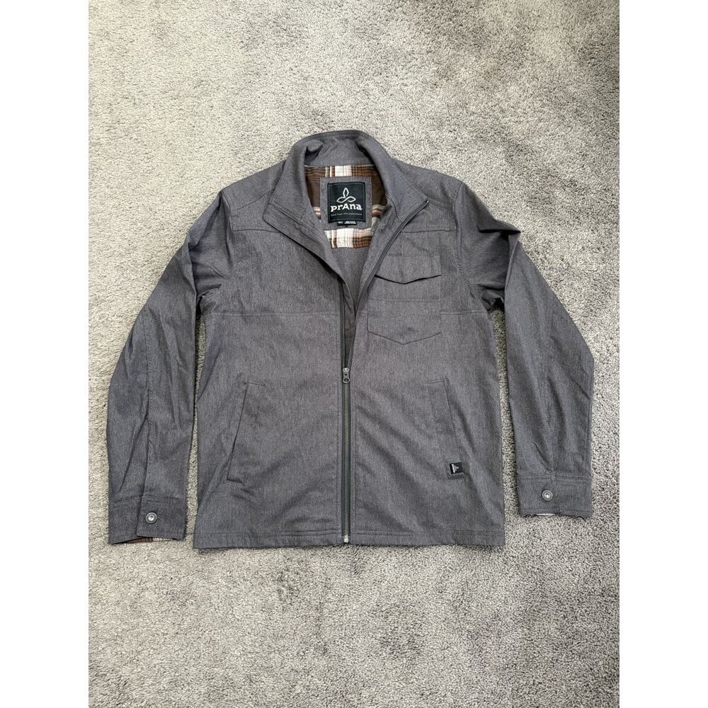 NWOT Prana Zion Bomber Jacket Men Medium Gray Full Zip Pockets Nylon Stretch